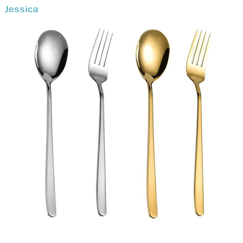 

♥Dual-Tone Stainless Steel Cutlery Set - Gold & Silver Spoons and Forks, Modern Tableware for Daily Dining