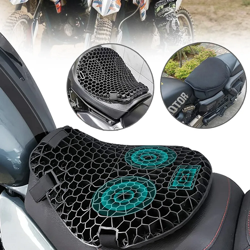 Motorrad-Sitzkissen aus Wabengel, 3D-Mesh-Gewebe, Komfort-Autobike-Dekompressionsbezug, stoßdämpfende Entlastungskissen