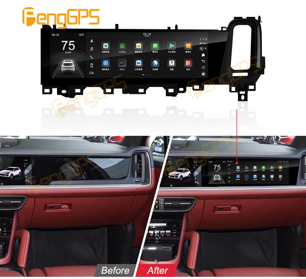 Android Car Copilot dla Porsche Cayenne 2018-2024 Inteligentny system Radio samochodowe Nawigacja GPS Odtwarzacz multimedialny Carplay Auto BT