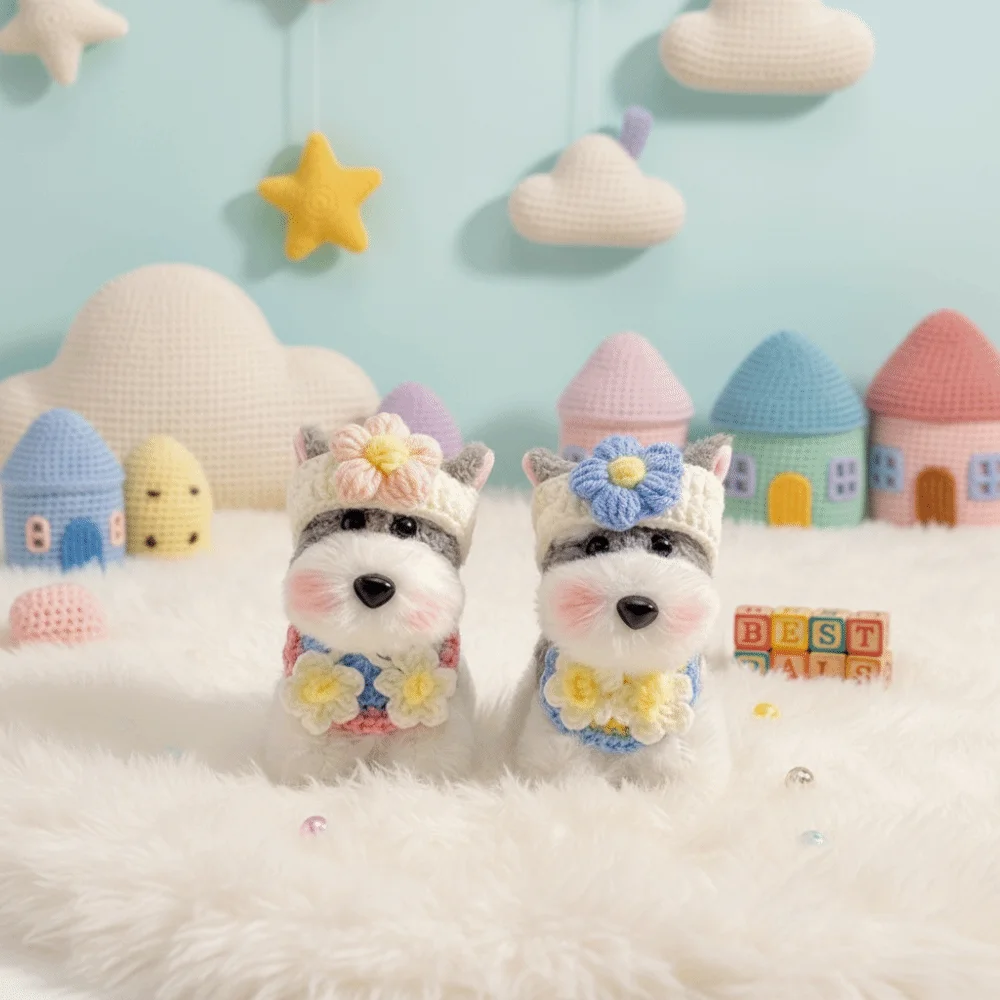 Gift Schnauzer sleutelhanger pluizig schattig tas hanger cartoon puppy sleutelhanger jongen pluche sleutelhanger pluche pop tas accessoires