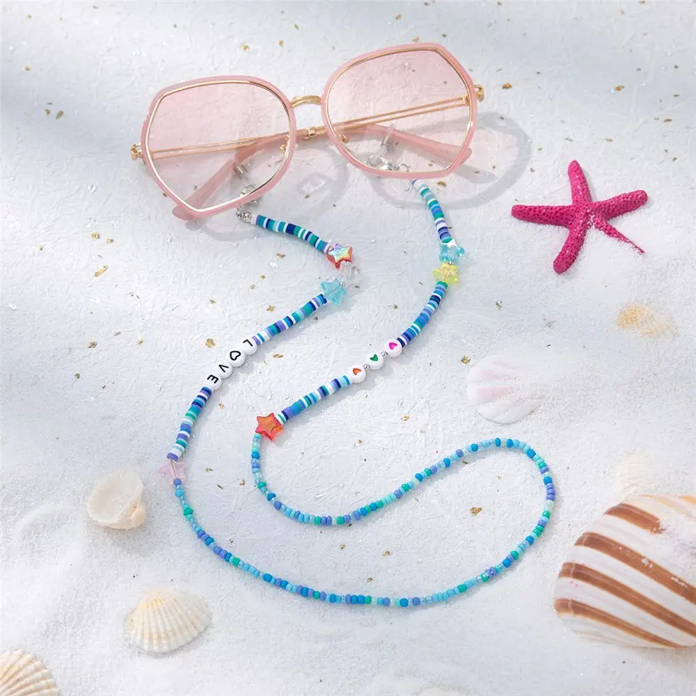 Women Girls Flower Bead Soft Pottery Neck Strap Cord Sunglasses Rope Eyeglass Chain Glasses Lanyard