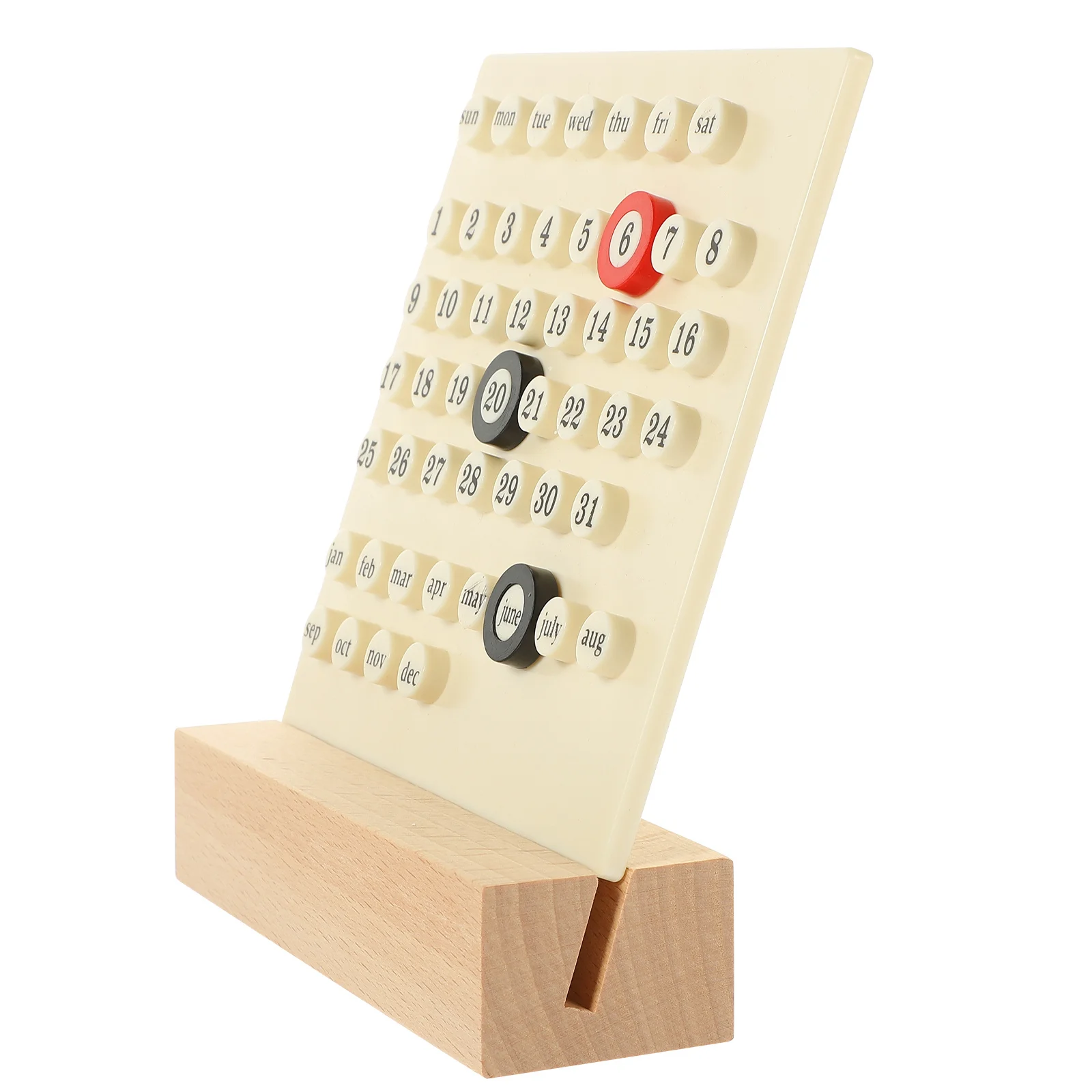 

Вечный круглый настольный календарь из АБС-пластика, деревянный дисплей месяца, многоразовый классический настольный календарь, украшение для офисной кухни