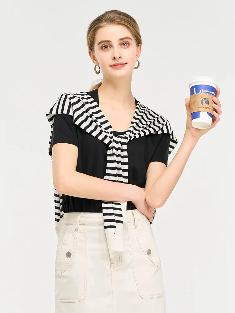 SuyaDream, Women Solid T Shirts, Silk Cotton Blend, Square Collar, Short Sleeved Tee, 2025 Summer Candy Colors Basic Cozy Top