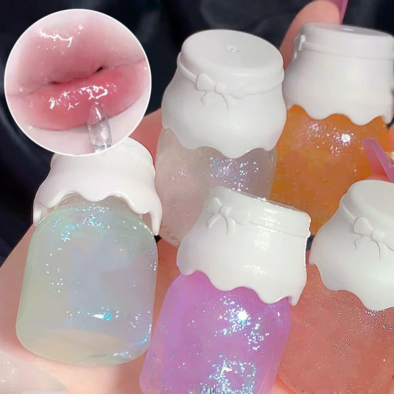 8 مللي زجاجة الحليب لطيف ملمع الشفاه أنبوب شفاف وردي زجاجة فارغة الشفاه الصقيل عينة الحاويات ماكياج مواد التعبئة والتغليف السفر #2