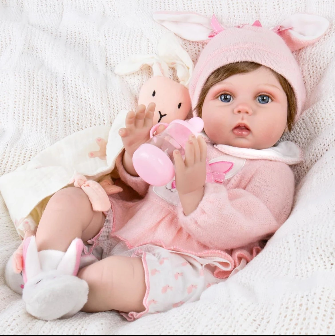 22inch Newborn Reborn Baby Doll Super-Cute, Silky Skin, True-to-Life Expression, Children’s Growth Buddy, Ideal Birthday Gifts