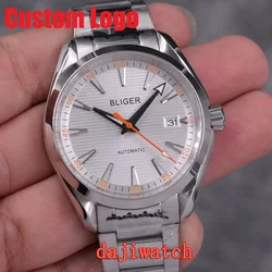 NH35 BLIGER 41mm  Automatic Men's Watch NH35 Movement Sapphire Glass Automatic Date White Dial All Steel Strap