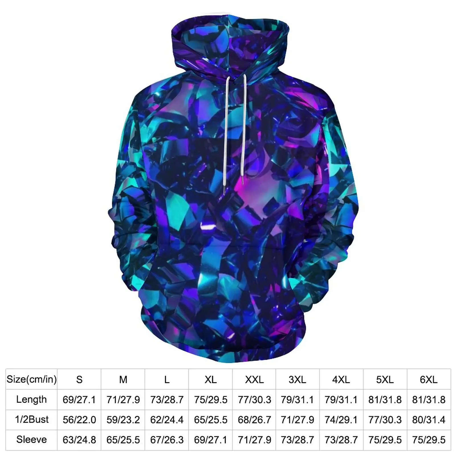 Metallic Abstract Pattern Loose Hoodies Colorful Modern Art Aesthetic Hoodie Men Long-Sleeve Oversized Casual Graphic Tops