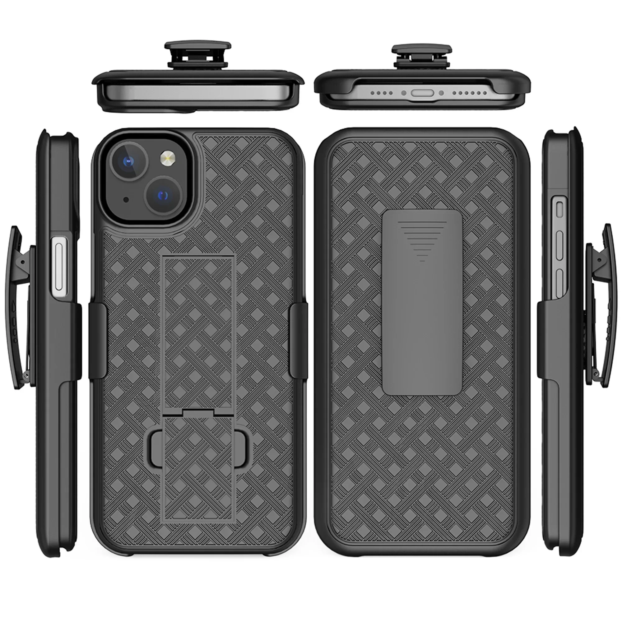 2In1 Hard Shell Holster Combo Case Waist Belt Clip Phone Cover for IPhone 17 Air 16 Pro Max 15 Plus 14 13 12 Mini 11 Pro