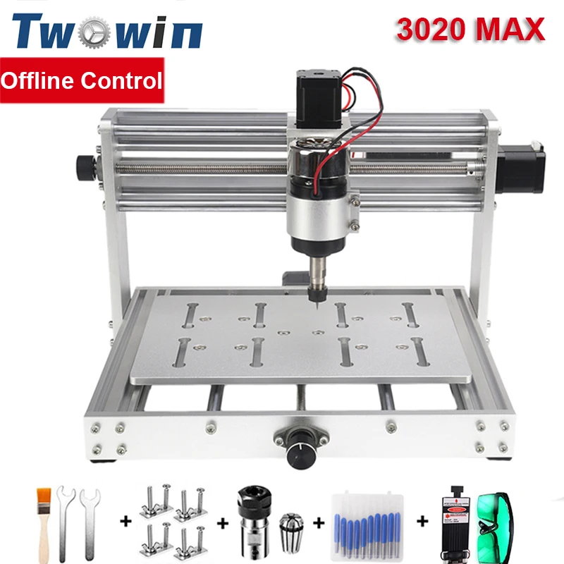 TWOWIN 3020 Max CNC Metal Machine GRBL Control 200W Spindle Laser Engraving Cutting Machine DIY PCB Milling CNC Wood Router