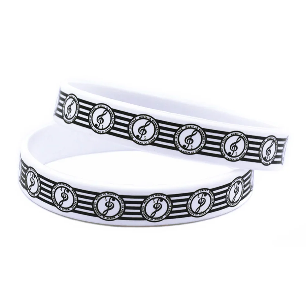 1 PC bedrucktes Musiknoten-Gummiarmband, Fans unterstützen Musik-Promi-Merchandise, dehnbares Armband, modisches Silikon-Armband – Detail 5