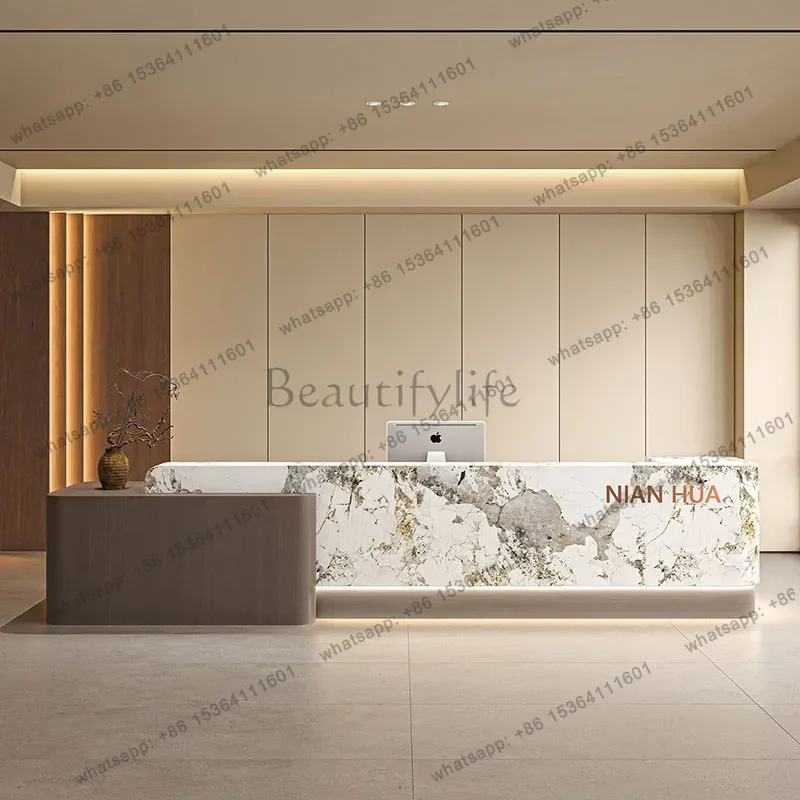Modern Light Luxury Reception Desks Checkout Counter Elegant Service Reception Desks Salon Commericial Bureau Office Furniture