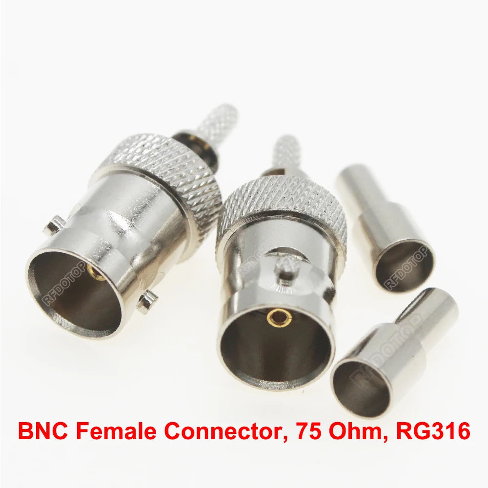 10PCS/lot 75Ω Q9 BNC Female Jack RF Connector RG174/RG316/LMR100 Coaxial Cable Radio Antenna RF BNC Q9-K Connector High Quality