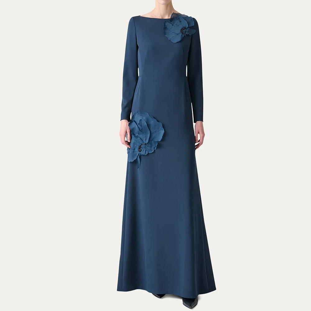 

Customized Flowers Evening Dresses for Wedding Guest Elegant Navy Blue Mother of the Birde Dress Prom Dress Women Party Gowns
