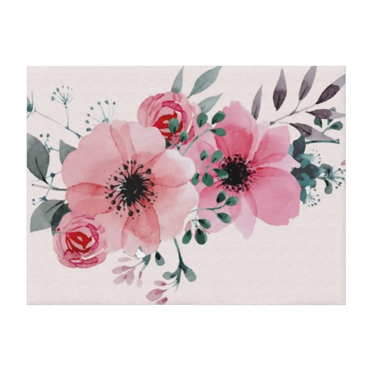 

Peonies Floral Arrangement Watercolor Bouquet Pink and Purple Throw Blanket Tourist Moving Plush Luxury Thicken Blankets