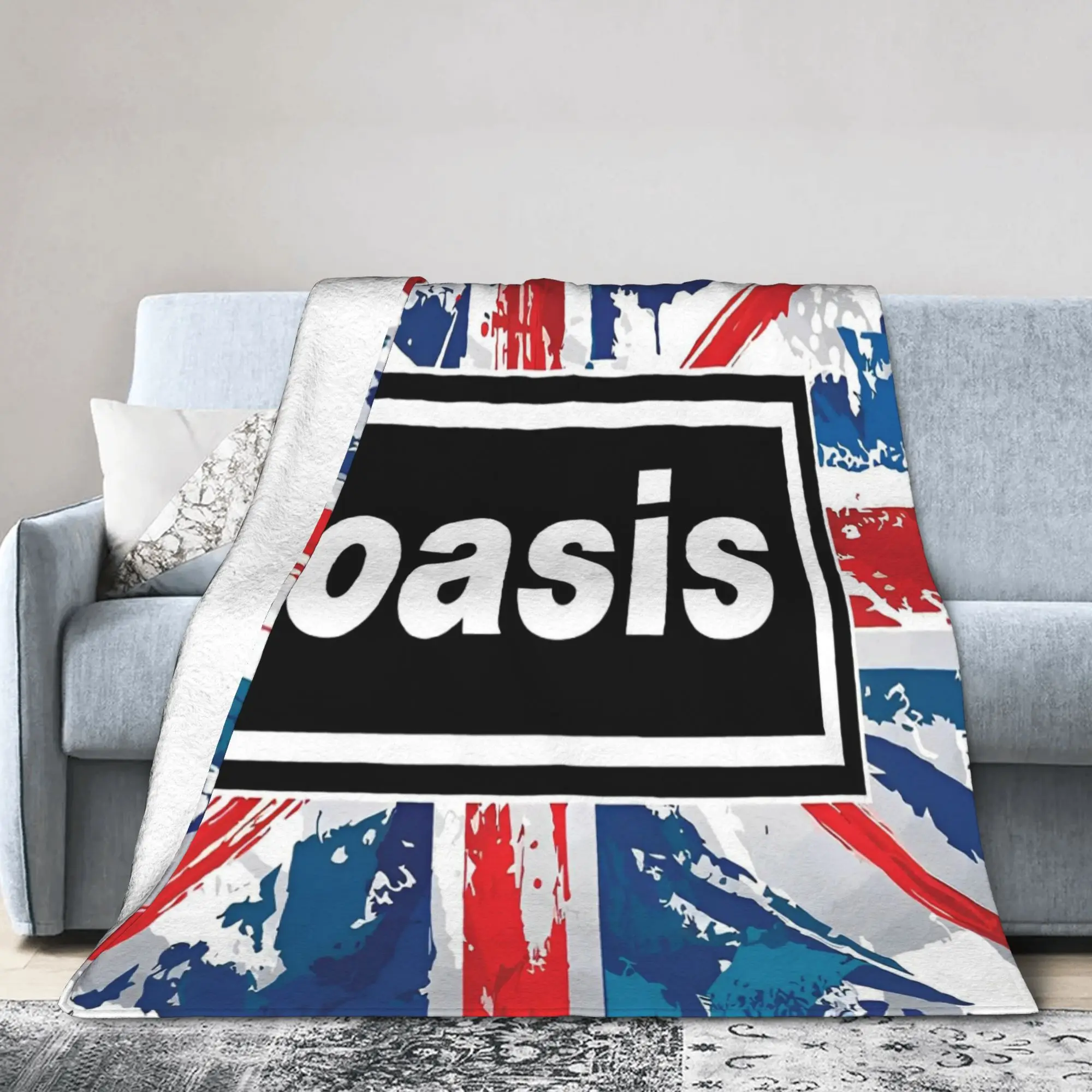 Rock Band O-Oasis Blanket Flannel Summer Air Conditioning Breathable Lightweight Thin Throw Blanket for Sofa Bedroom Bedspread