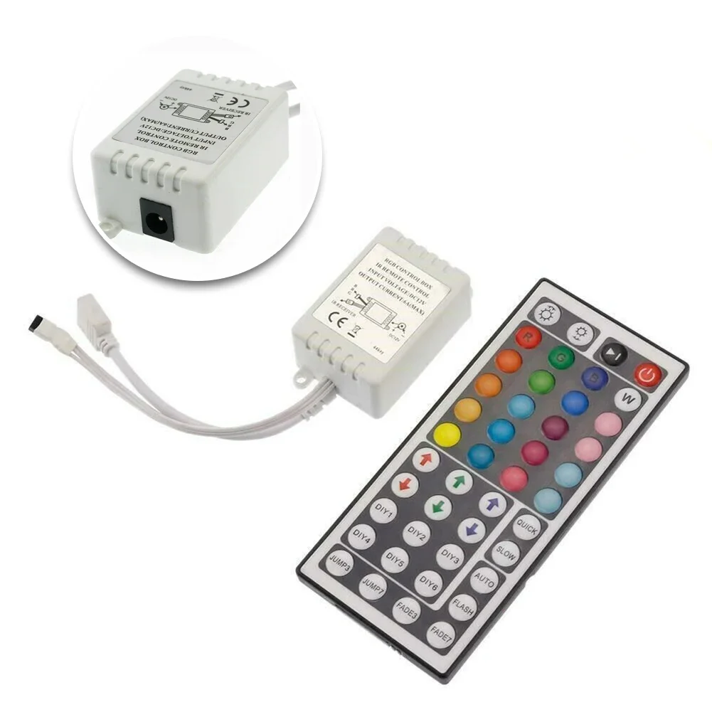 

44 Keys For IR Remote Controller and RGB Control Box for 3528 5050 LED Strip Light Easy Connection and WFor IReless Control