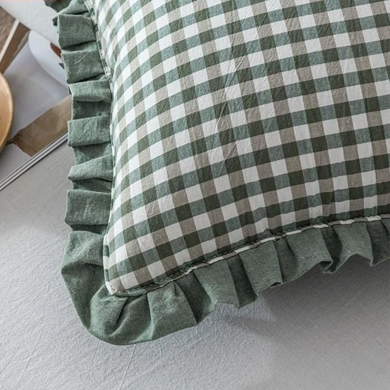 Classic Plaids Pillowcase Washable Cotton Japanese Simple Four-season One Pair Pillow Covers Flower Decorative Bedding Textile