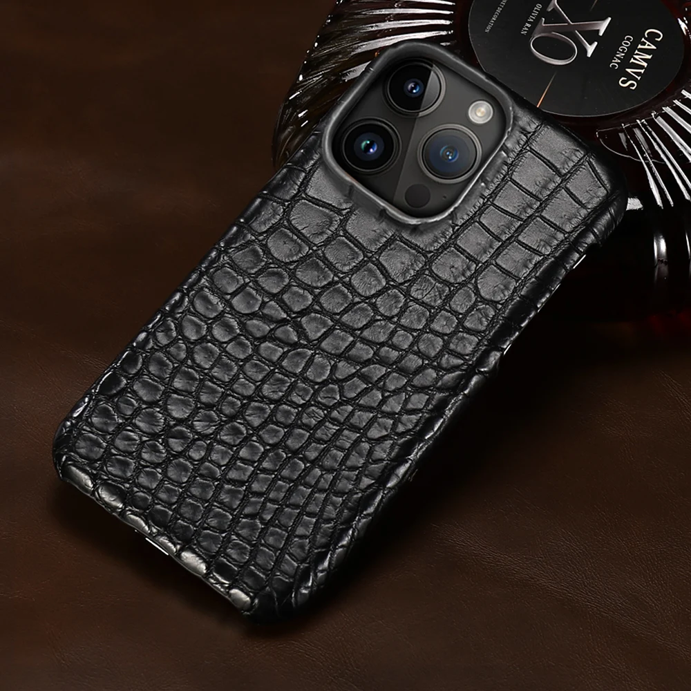 

LANGSIDI Brand Original Crocodile Real Leather Case for iPhone 17 Air 16 15 Pro Max 14 13 12 pro max Genuine Leather Back Bover