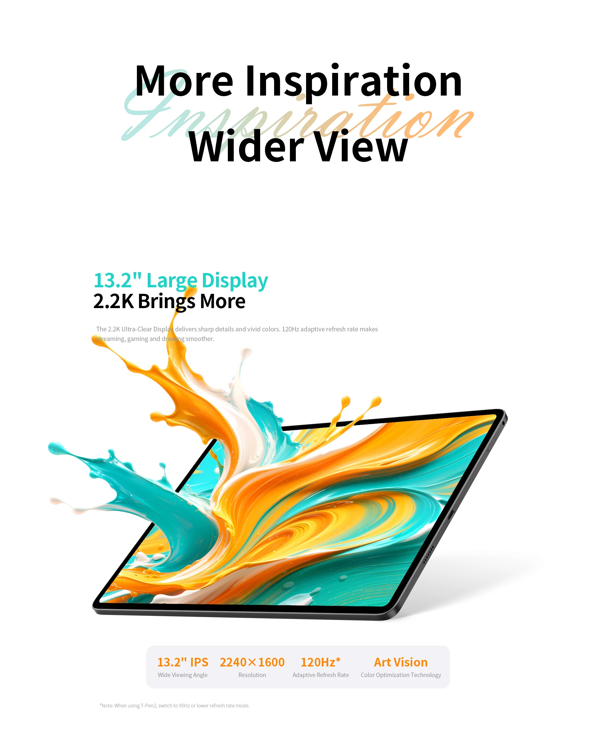 Teclast ArtPad 13.2-inch 2.2K TDDI Tablets PC Max.48GB RAM 128GB ROM Android 16 Tablets T7300 8 Core 10000mAh 18W Fast Charge