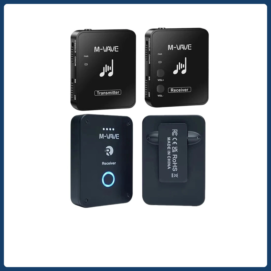 M-VAVE WP-9 WP-10 Wireless Earphone Monitor 2.4G Rechargeable Volume Support Stereo Mono Mute Function Transmitter Receiver