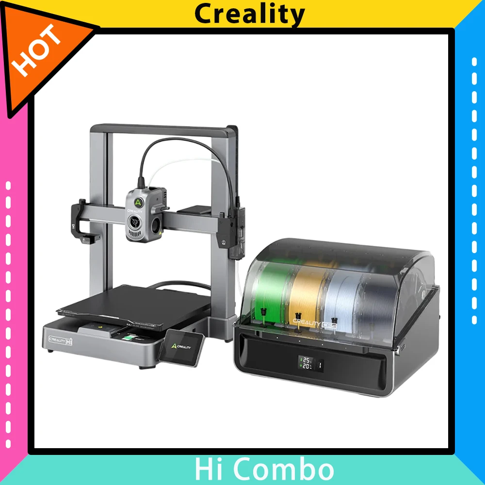 طابعة Creality Hi Combo ثلاثية الأبعاد، نظام CFS متعدد المواد، طباعة سريعة 500 مم/الثانية، كاميرا مراقبة، حتى 16 لونًا، 260*260*300 مم #1