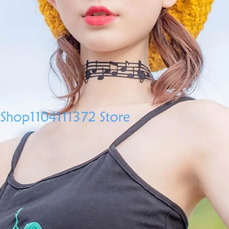 Collier en alliage ruban p9fe avec collier mode à note distinctive