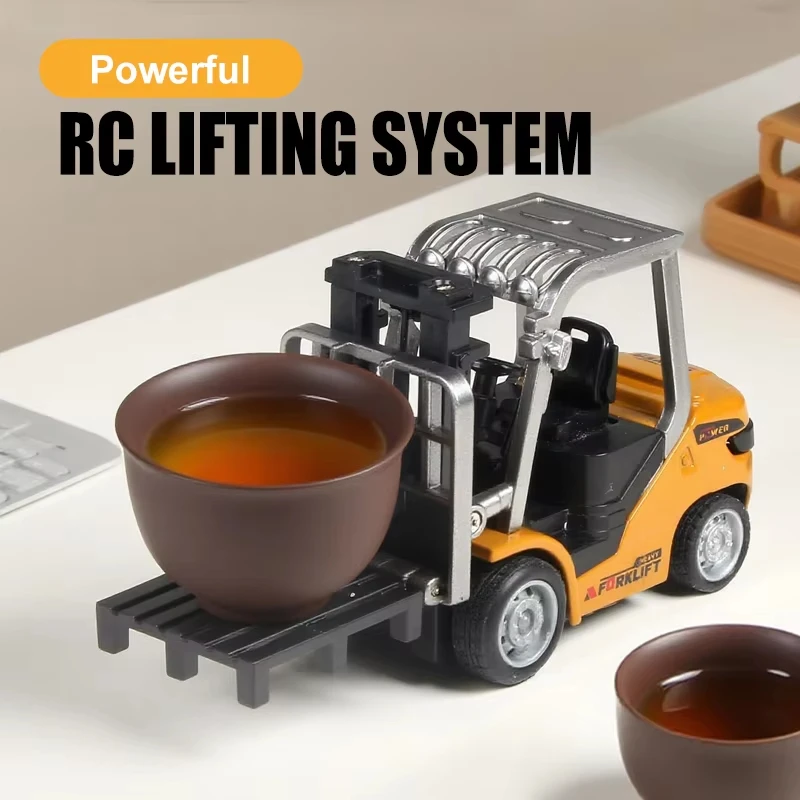 1: 64 mini desktop alloy forklift remote control car 2.4GHz remote control Bluetooth simulation engineering car children's toy