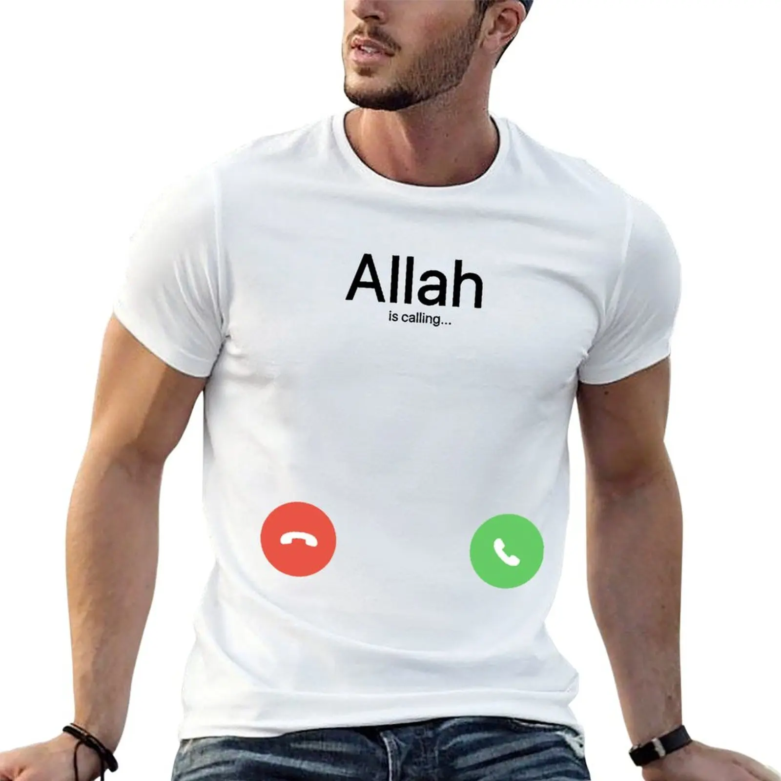 Allah is calling... T-Shirt Fashion Print Casual Short Sleeve