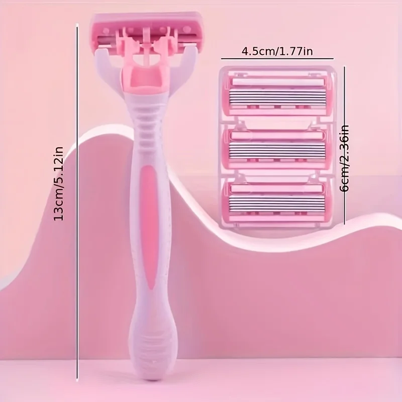 6-Layer Classic Razor, Razor Set, Stainless Steel Blade, Manual Safety Razor, Reusable Blade, Silicone Anti-Skid Layer