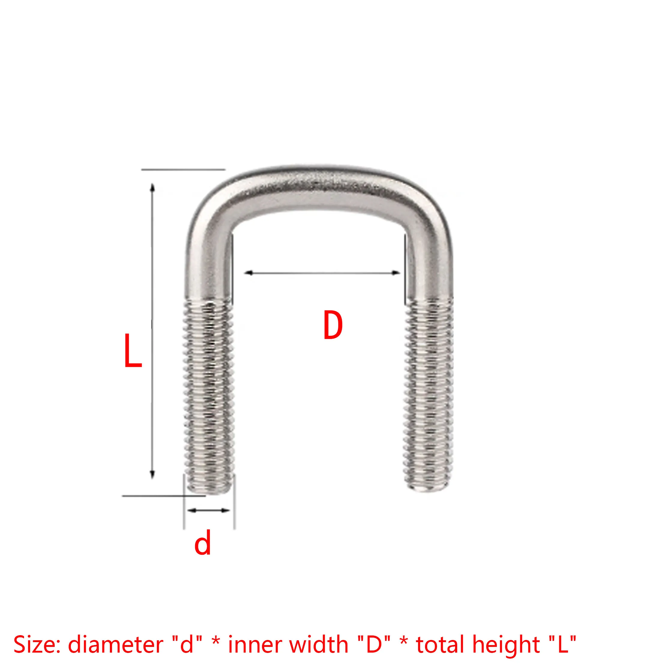 M6M8M10 304 Stainless Steel U-Shaped Screw Right Angle U-Shaped Square Clamp Pipe Clamp Fixing Clamp Bolt