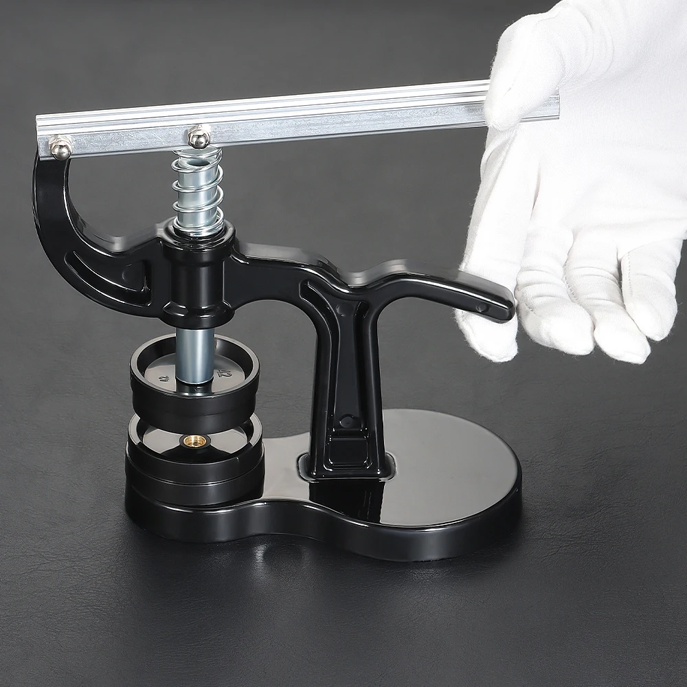 Druckreparatur-Presswerkzeug, Werkzeug zum Schließen von Uhrengehäusen, Uhrmacherwerkzeug, Gehäuse, Kristallglas, Handwerkzeuge mit 12 Kunststoffdüsen, Zubehör – Detail 2