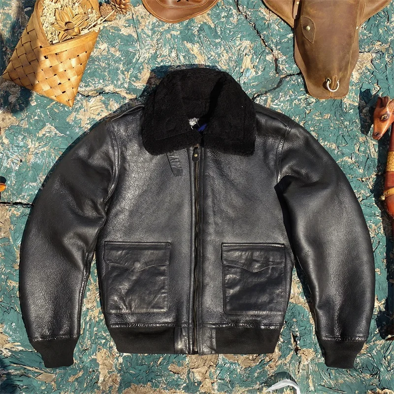 Glossy Vegetable-Tanned Leather Wax Hard And Stiff Lambskin Hair Integration Glass Texture Weathered Warm Dirt-Resistant Men'...