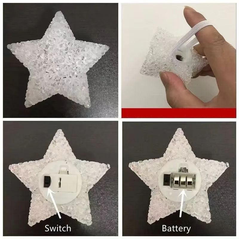 12Pcs Led 귀여운 별 모양 Anti-slip 밴드 라이트 램프 아크릴 어린이 어린이 댄스 공연 소품 무대 공연 장식
