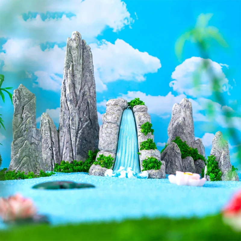 Creative Mini Mountain Rocks Resin Crafts Mountain View Fish Tank Decoration Mushroom Pool Aquarium Landscape Ornament