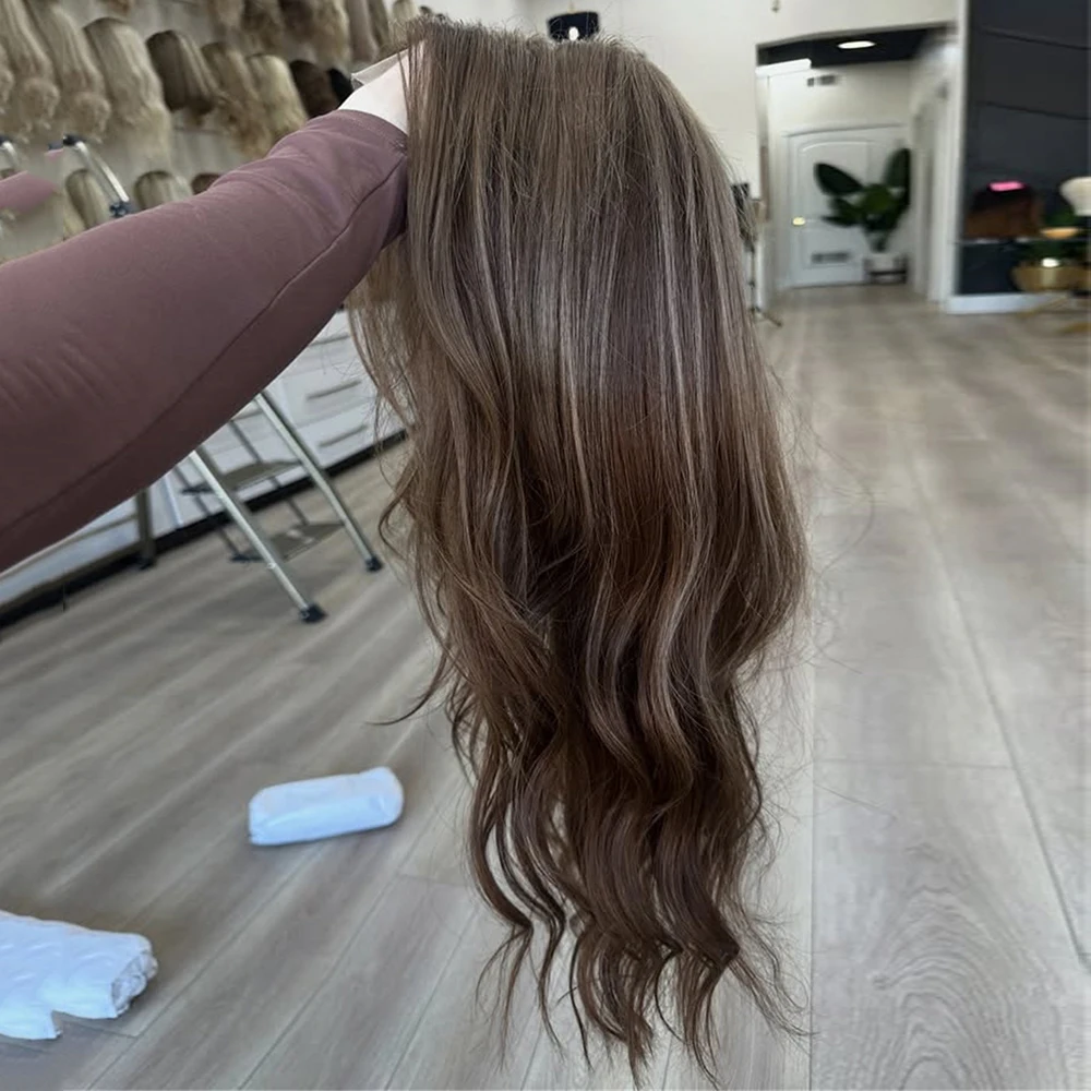 

Синтетический парик с кружевной передней частью, 26 дюймов, длинные волны, высококачественный, термостойкий, натуральный коричневый цвет с мелированием, для женщин, для повседневного использования и вечеринок, готов к носке