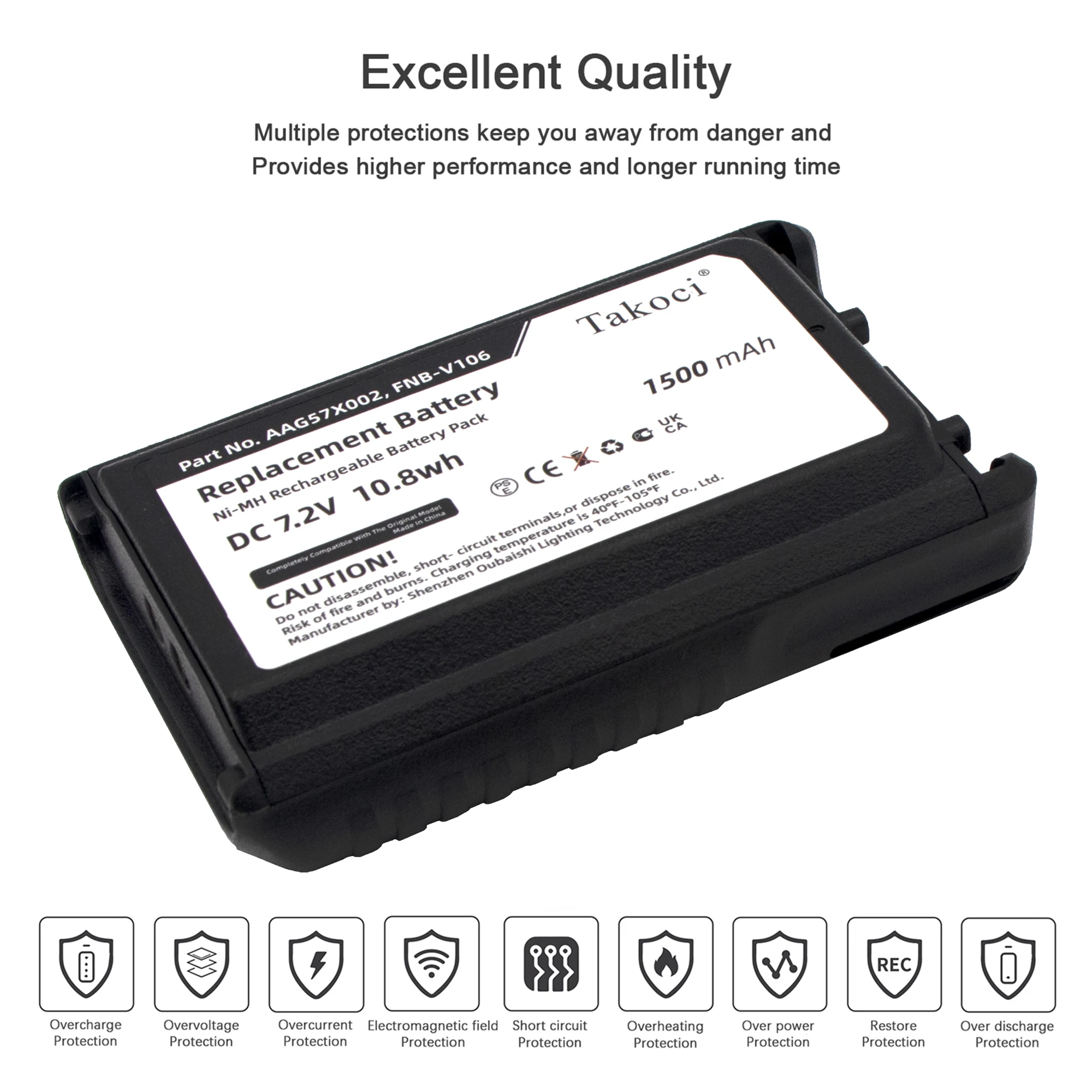 Replacement Battery for Bearcom  BC-95 7.2V/mA