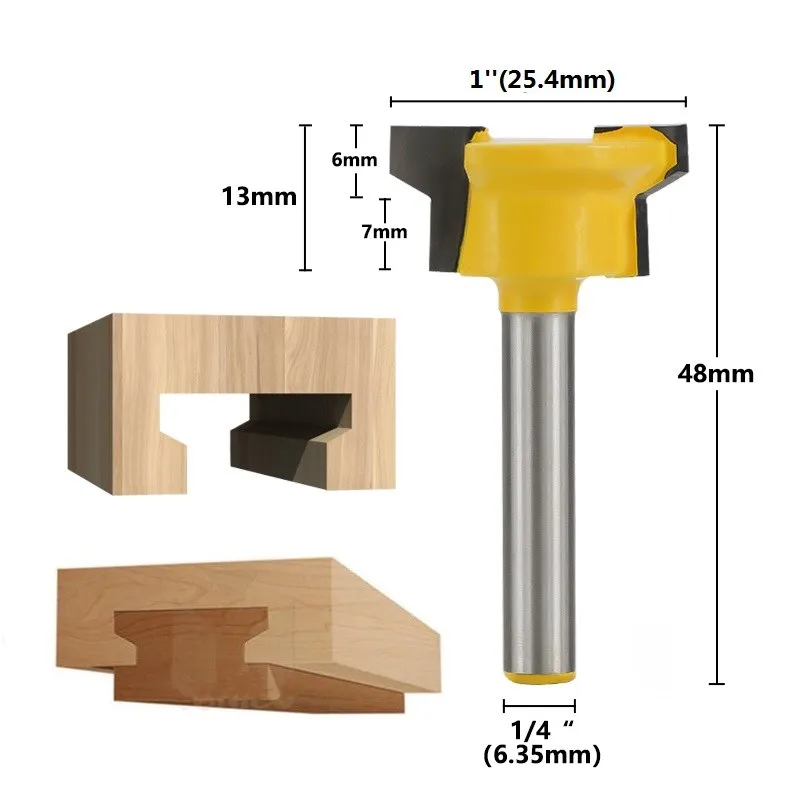 1pc 1/4\'\'(6.35mm)  Shank Reversible Drawer Front Joint Router Bit Woodworking  End Mill Tenon Cutter T Slot Milling Cutter