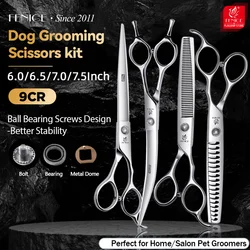 Fenice  Professional Home Pets Grooming Set 6//6.5/7/7.5 Inch Bearing Screw Straight Curved Thinning Chunker Shears for Dogs/Cat