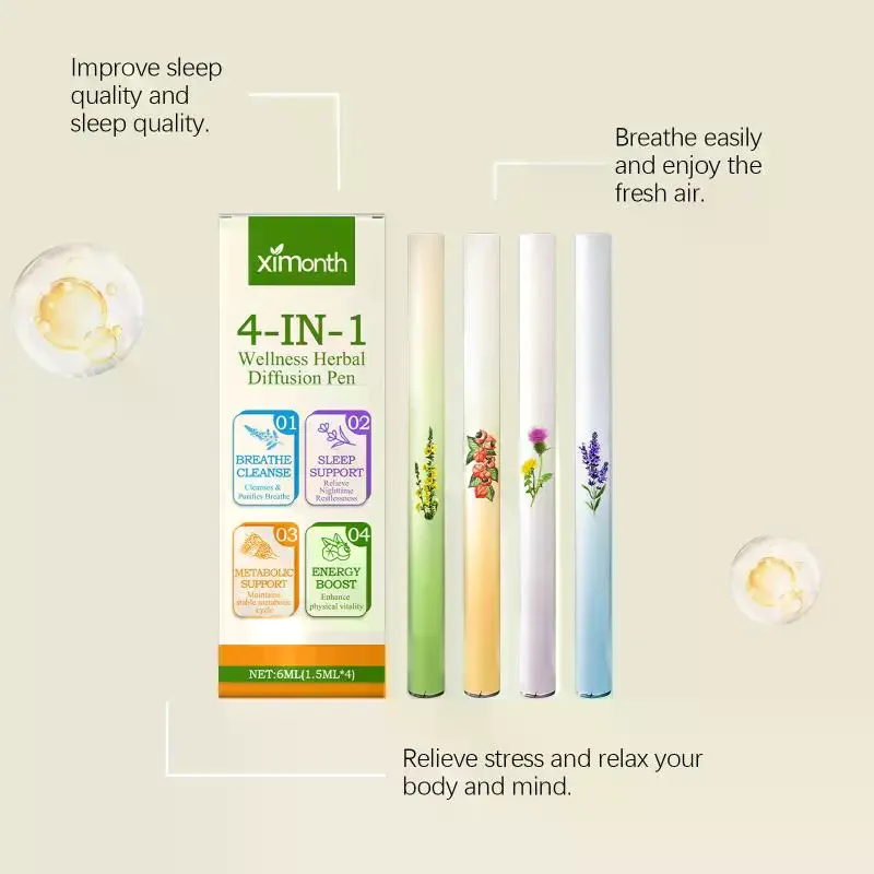 

4 In 1 Herbal Diffuser Set Herbal Energy Bar Purifier Boost Clear Breathing Support With Mullein/Thyme/Mints Guarana/Green Tea