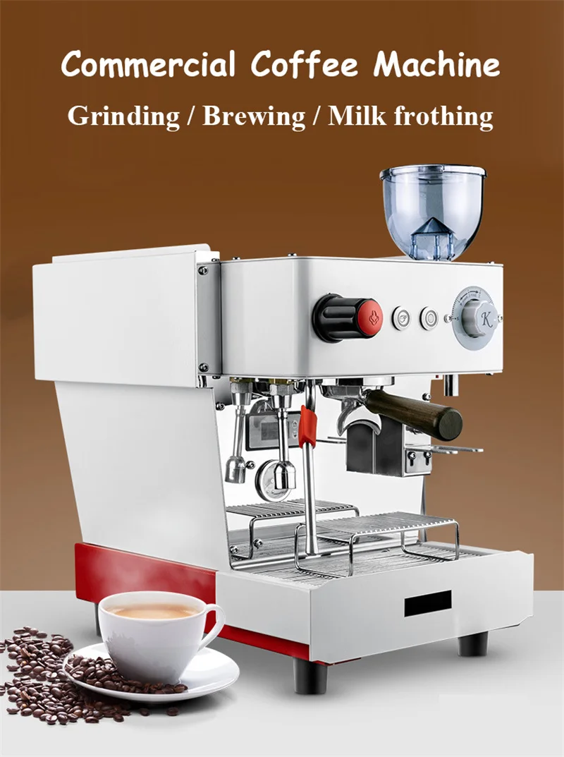 Commercial Coffee Machine Espresso Maker With Bean Grinding Milk Foam Functions Coffee Making Machine For Shop Restaurant