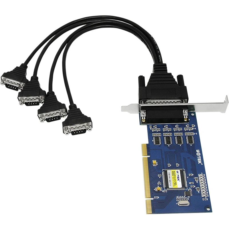 New PCI to RS-232 Serial Card RS232 4 Ports High Speed DR44 Expansion Converter Industrial Grade Adapter UT-754