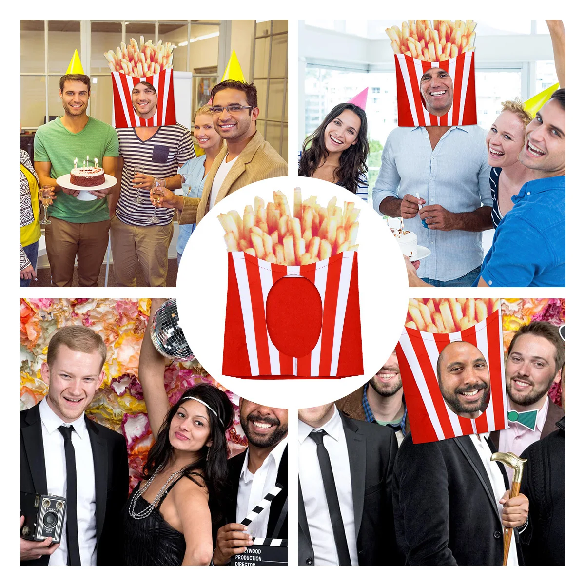 프렌치 프라이 모자 1개, 프리미엄 펠트 음식 모양 파티 헤드웨어, 할로윈 카니발 크리스마스 코스프레 재미있는 성인 의상