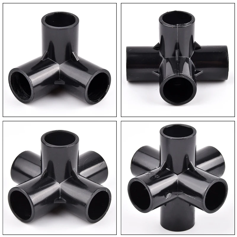 20/25/32mm Black PVC Pipe Connector 3/4/5/6-way Three-Dimensional Connector Garden Irrigation Water Tube Joint Fittings Adapter