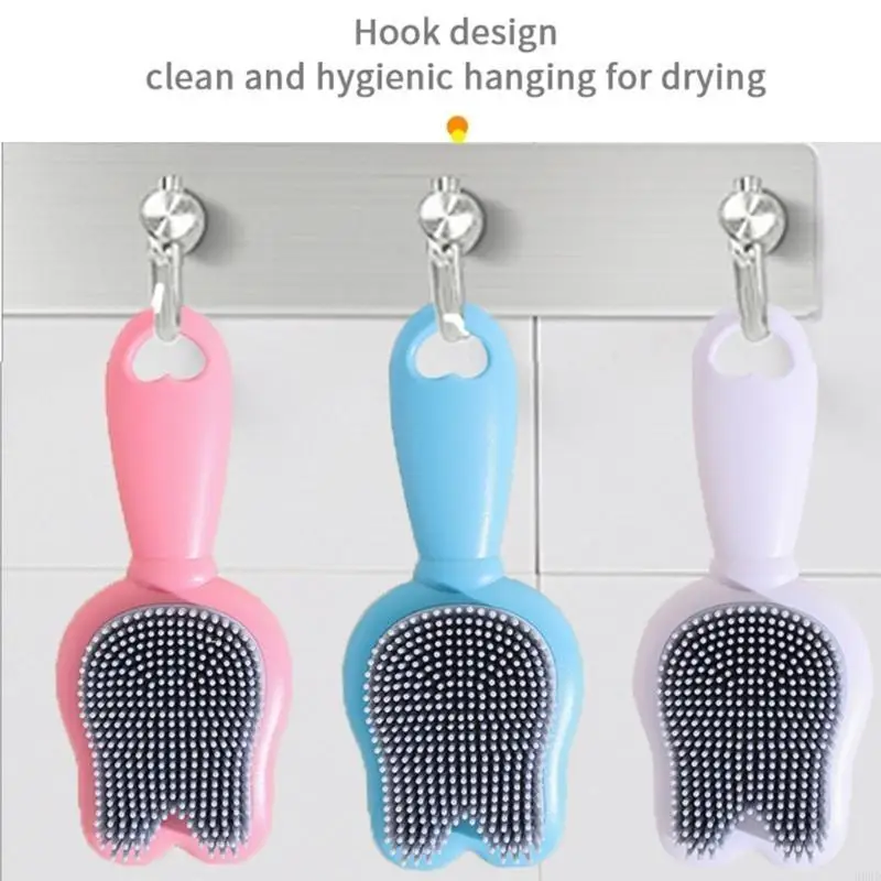 R66D سيليكون الشعر الغسيل لينة تدليك حمام فرشاة الكرتون الأرنب نمط حمام الطفل فرشاة الجلد ودية رئيس الغسيل #5