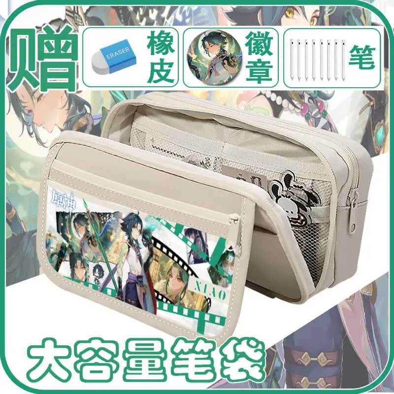 Genshin Impact Pencil Case Large Capacity Wanderer Scaramouche Klee Venti Merchandise Elementary And Middle School Students Ani