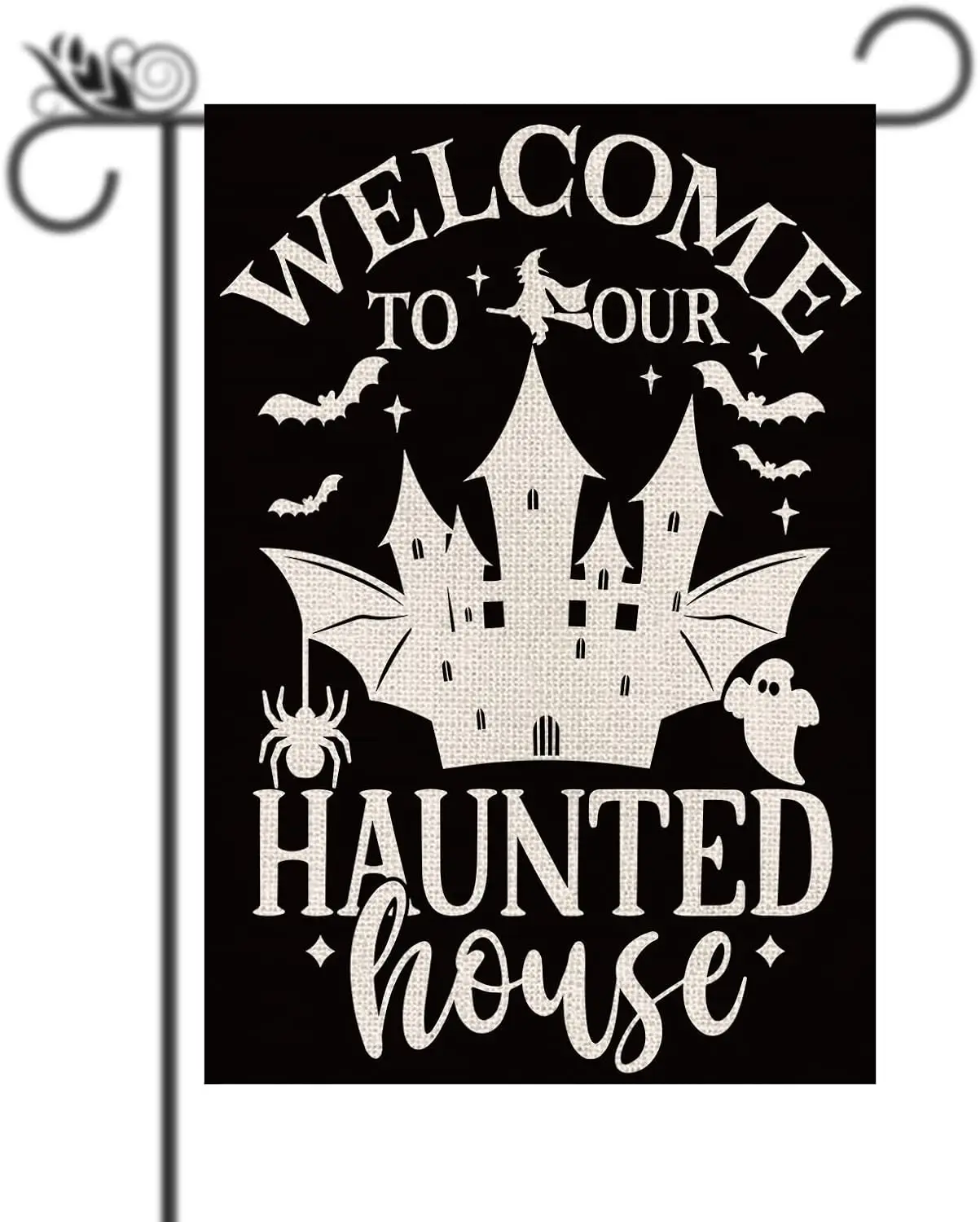 Halloween Garden Flag Funny Welcome to Our Hunted House Vertical Double Sided Flags for Holiday Farmhouse Patio Yard Outdoor UUN