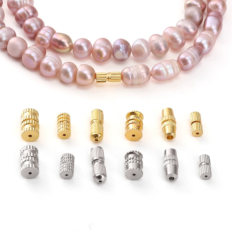 1/5pcs Multi Size Brass Screw Clasp Closure Fastener Jewelry Connector End Tip Caps For Handmade DIY Bracelet Necklace Materials