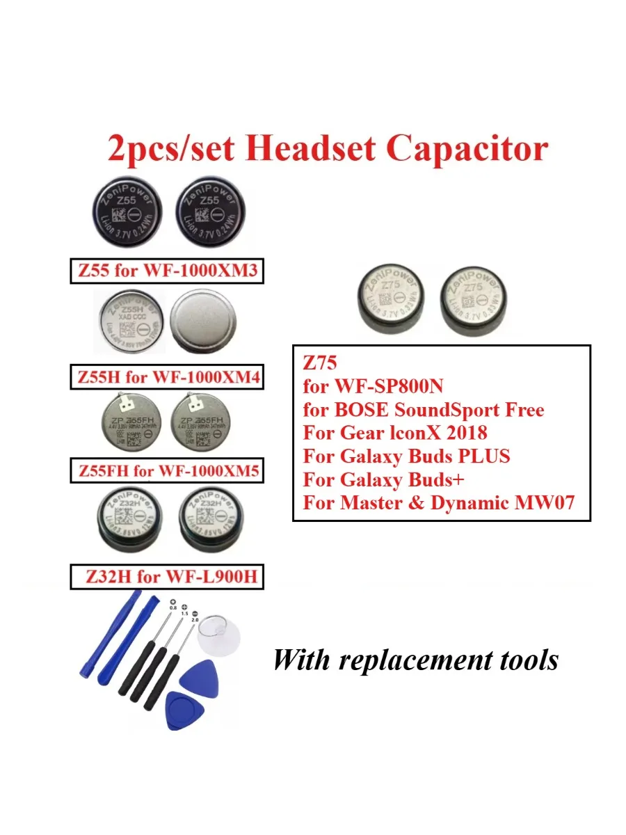 2 szt. Nowe Z55H Z55 Z55FH Z32H Z75 do WF-1000XM3 WF-1000XM4 WF-1000XM5 WF-L900H Soundsport Free Gear IconX 2018 Zintegrowany Chip — zdjęcie produktu 3