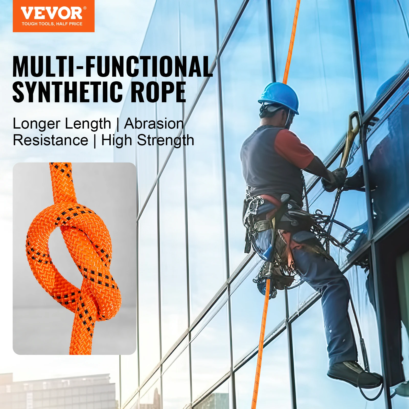 Dual-Weave Polyester Cord, 3/8 inch by 120 feet, 48-Strand, 4000 Pound Tensile Strength, Multi-Use Rope for Activities