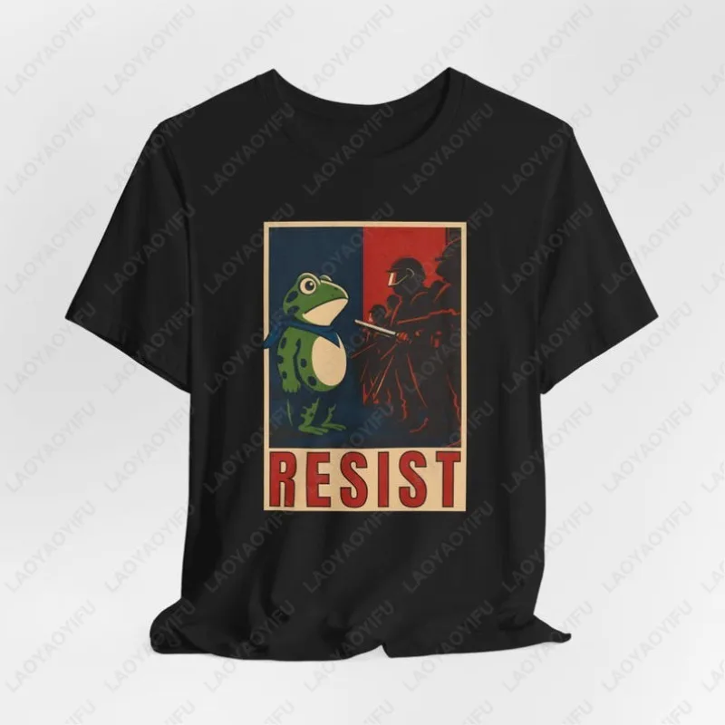 Portland Frog Protest Resist Progressive Unisex Cotton Tee Vintage Classic Fashion Streetwear Camisetas Men Women Hipster Tshirt